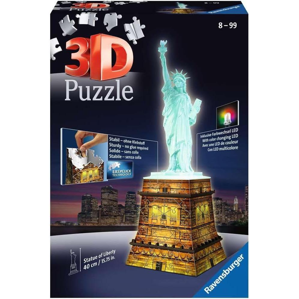 Light - Up Statue of Liberty 120 Piece 3D Jigsaw Puzzle Ravensburger - The Bargains BasementLight - Up Statue of Liberty 120 Piece 3D Jigsaw Puzzle Ravensburger