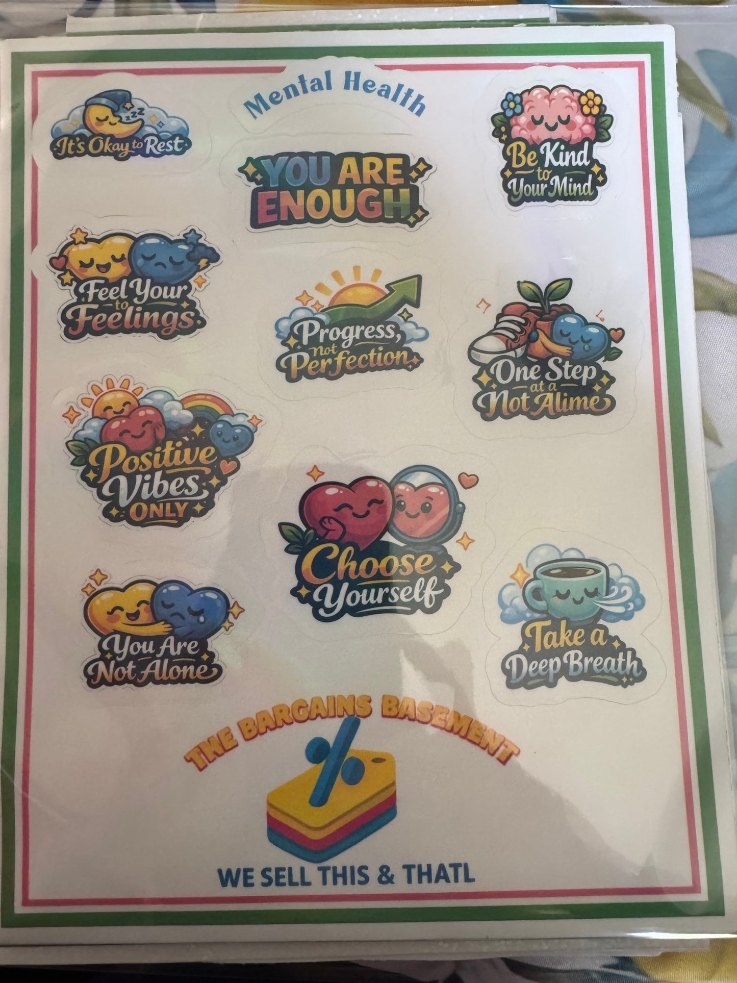 Mental Health Vinyl Sticker Sheet – 10-Pack Motivational Decals - The Bargains BasementMental Health Vinyl Sticker Sheet – 10-Pack Motivational Decals