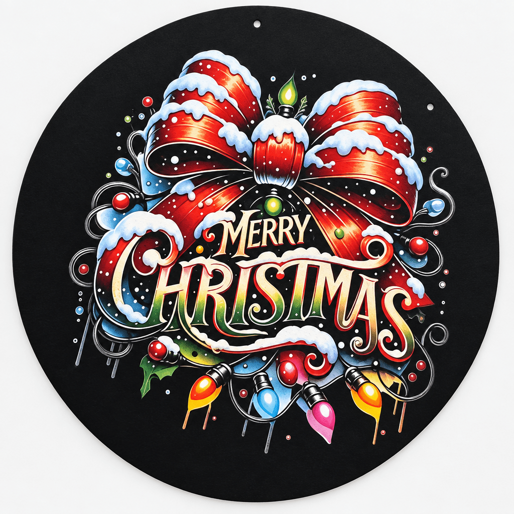 Merry Christmas Red Bow Round Sign – Festive Holiday Decor - The Bargains BasementMerry Christmas Red Bow Round Sign – Festive Holiday Decor