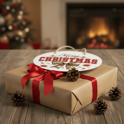 Merry Christmas Round Sign – 10 Inch Hanging Wall Decor - The Bargains BasementMerry Christmas Round Sign – 10 Inch Hanging Wall Decor