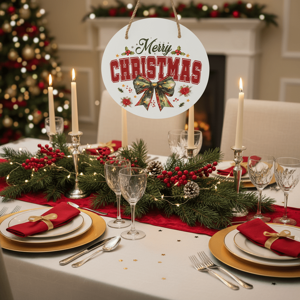 Merry Christmas Round Sign – 10 Inch Hanging Wall Decor - The Bargains BasementMerry Christmas Round Sign – 10 Inch Hanging Wall Decor