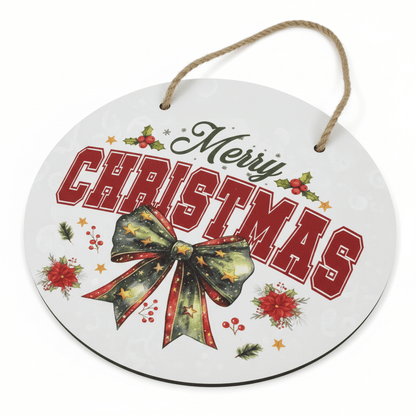 Merry Christmas Round Sign – 10 Inch Hanging Wall Decor - The Bargains BasementMerry Christmas Round Sign – 10 Inch Hanging Wall Decor