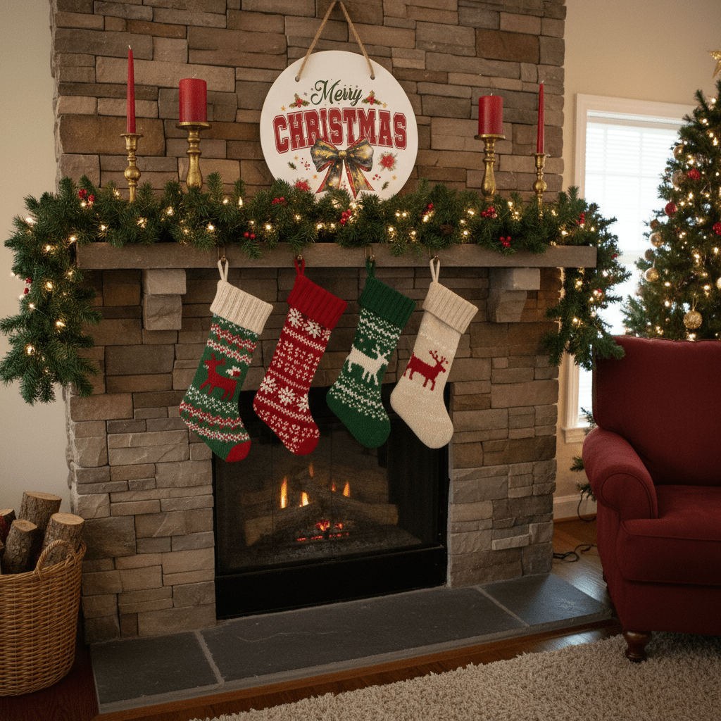 Merry Christmas Round Sign – 10 Inch Hanging Wall Decor - The Bargains BasementMerry Christmas Round Sign – 10 Inch Hanging Wall Decor