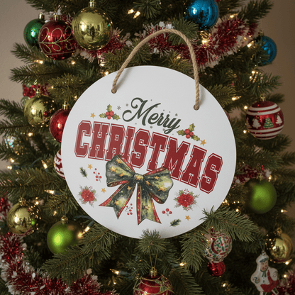 Merry Christmas Round Sign – 10 Inch Hanging Wall Decor - The Bargains BasementMerry Christmas Round Sign – 10 Inch Hanging Wall Decor