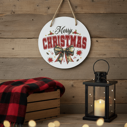 Merry Christmas Round Sign – 10 Inch Hanging Wall Decor - The Bargains BasementMerry Christmas Round Sign – 10 Inch Hanging Wall Decor