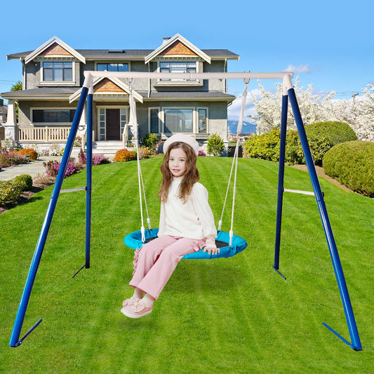Metal Swing Set for Kids – Outdoor Playground Equipment with Disc Swing - The Bargains BasementMetal Swing Set for Kids – Outdoor Playground Equipment with Disc Swing