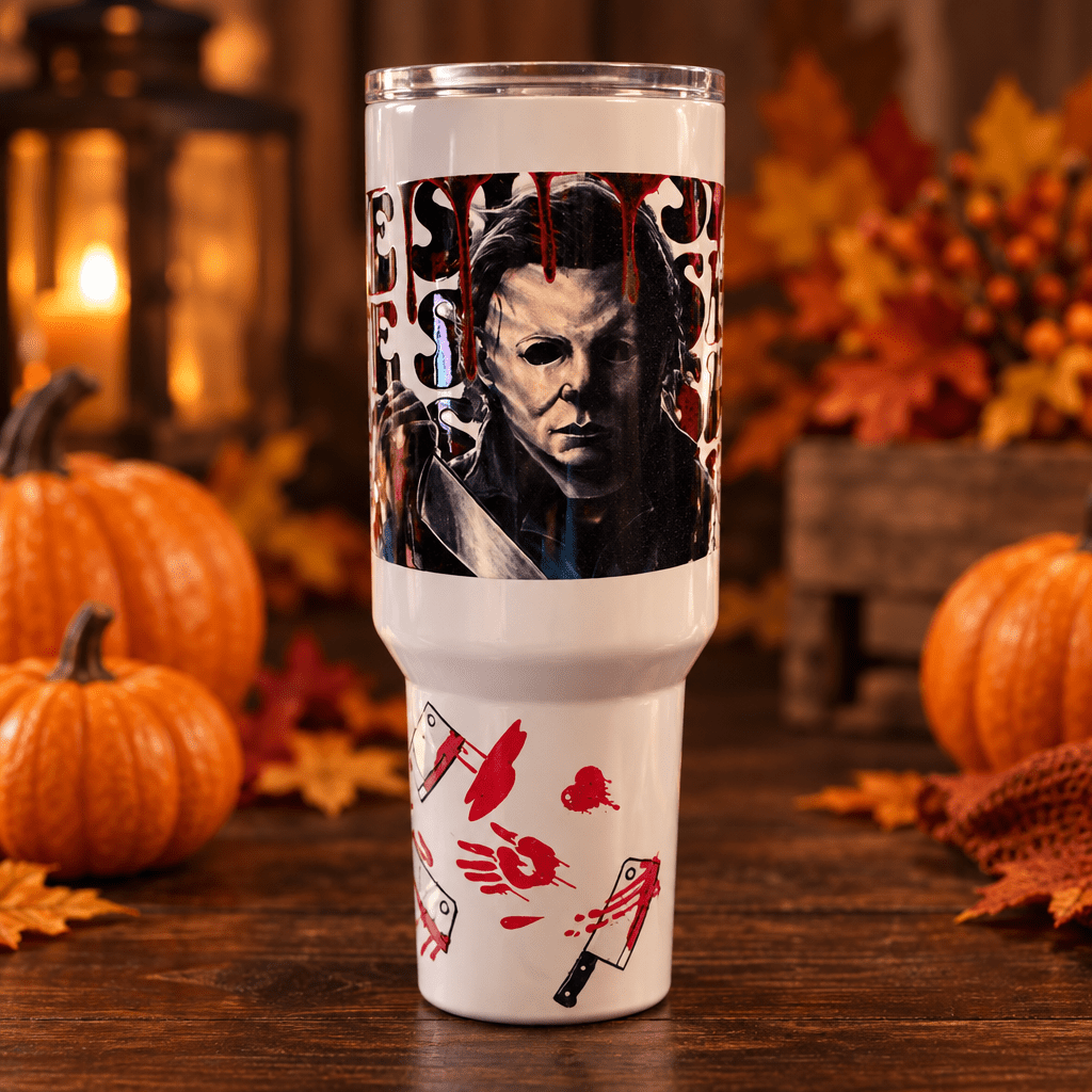Michael Myers 40oz Horror Tumbler | Halloween Drinkware - The Bargains BasementMichael Myers 40oz Horror Tumbler | Halloween Drinkware