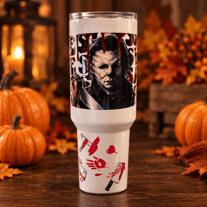 Michael Myers 40oz Horror Tumbler | Halloween Drinkware - The Bargains BasementMichael Myers 40oz Horror Tumbler | Halloween Drinkware