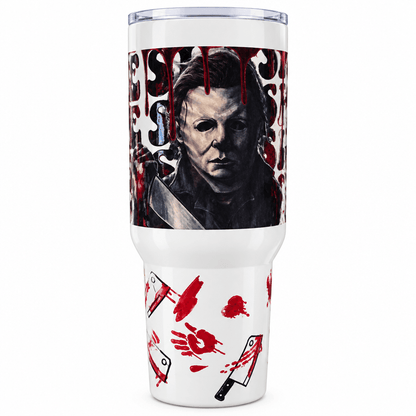Michael Myers 40oz Horror Tumbler | Halloween Drinkware - The Bargains BasementMichael Myers 40oz Horror Tumbler | Halloween Drinkware