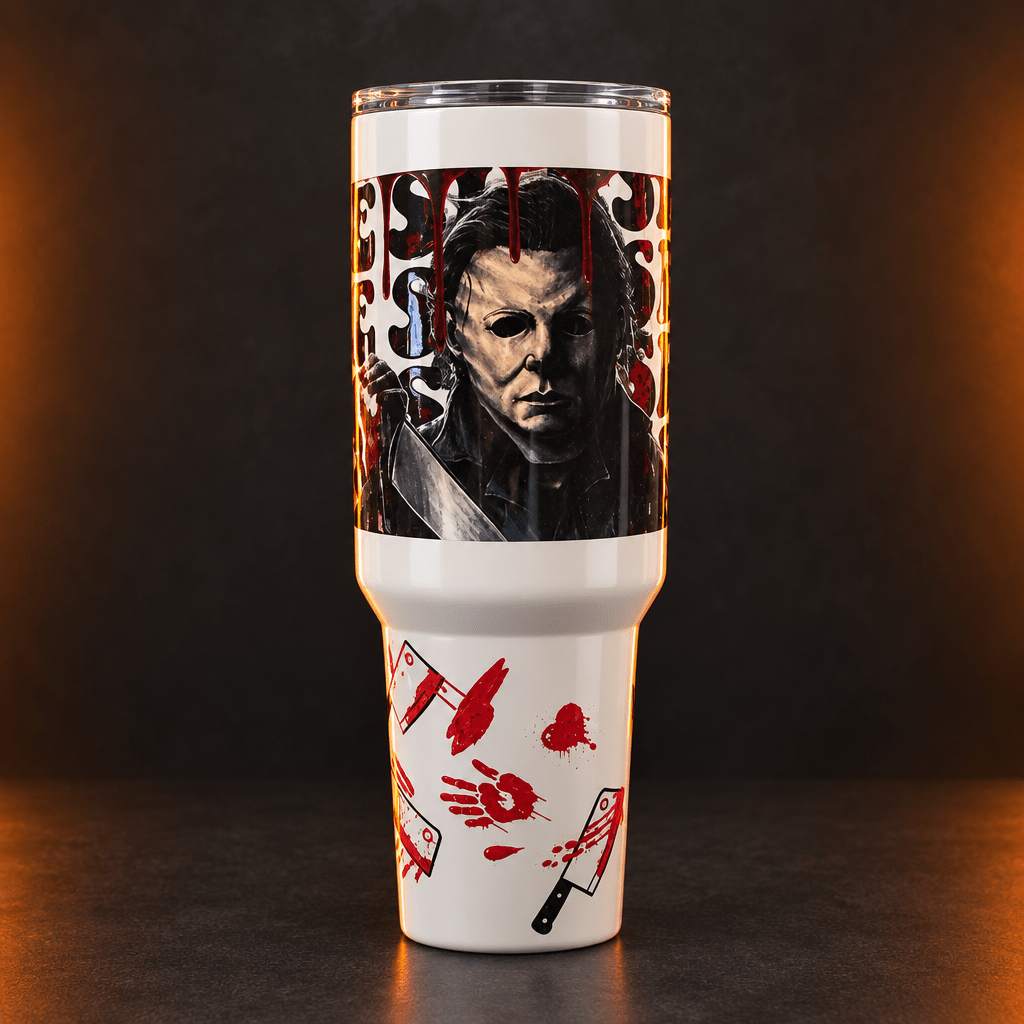 Michael Myers 40oz Horror Tumbler | Halloween Drinkware - The Bargains BasementMichael Myers 40oz Horror Tumbler | Halloween Drinkware