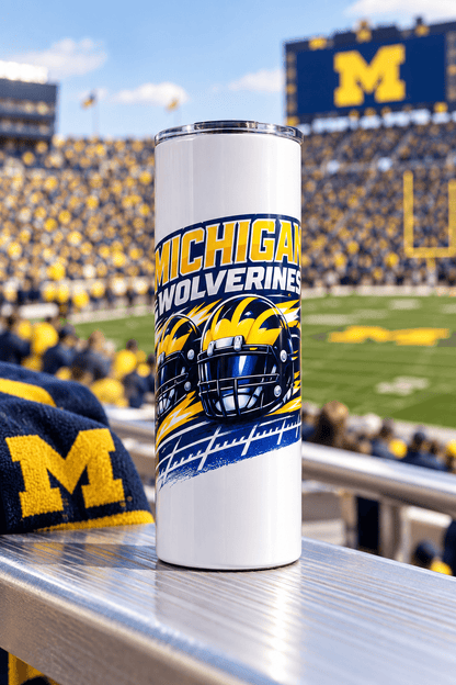 Michigan Wolverines 20oz Skinny Tumbler – Handmade Football Fan Drinkware - The Bargains BasementMichigan Wolverines 20oz Skinny Tumbler – Handmade Football Fan Drinkware