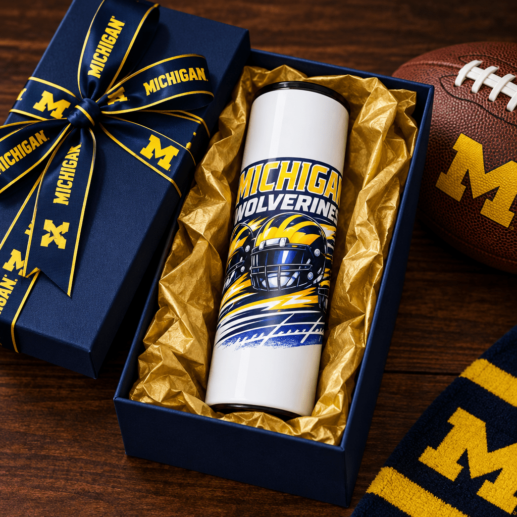Michigan Wolverines 20oz Skinny Tumbler – Handmade Football Fan Drinkware - The Bargains BasementMichigan Wolverines 20oz Skinny Tumbler – Handmade Football Fan Drinkware