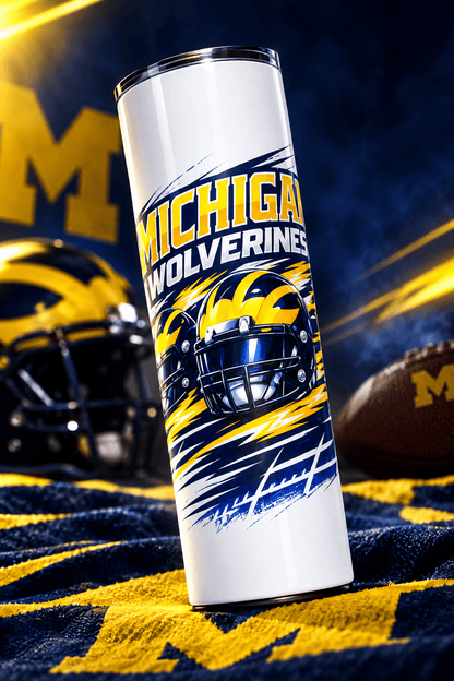 Michigan Wolverines 20oz Skinny Tumbler – Handmade Football Fan Drinkware - The Bargains BasementMichigan Wolverines 20oz Skinny Tumbler – Handmade Football Fan Drinkware