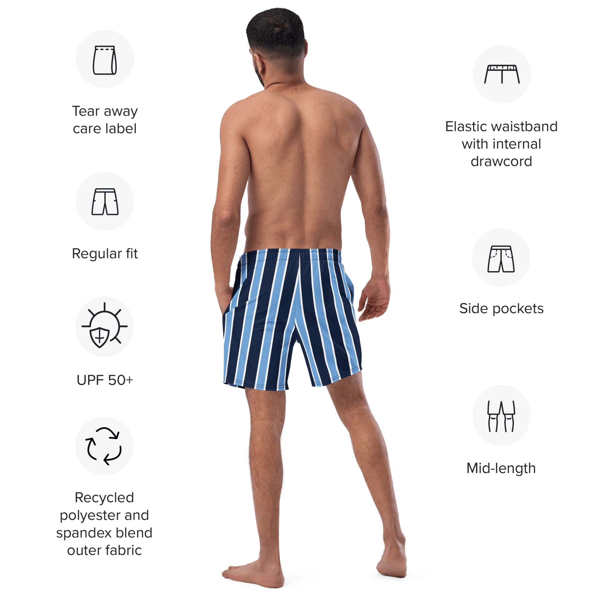 Navy & baby blue stripped Swim Trunks - The Bargains BasementNavy & baby blue stripped Swim Trunks