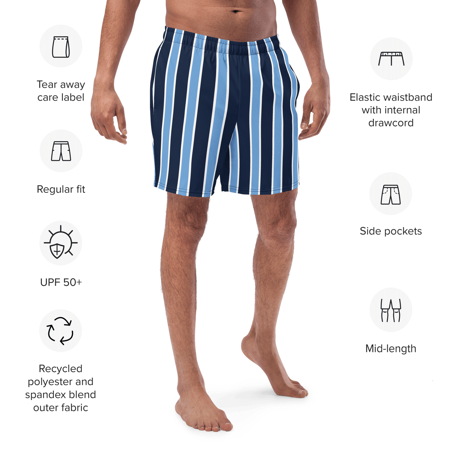 Navy & baby blue stripped Swim Trunks - The Bargains BasementNavy & baby blue stripped Swim Trunks