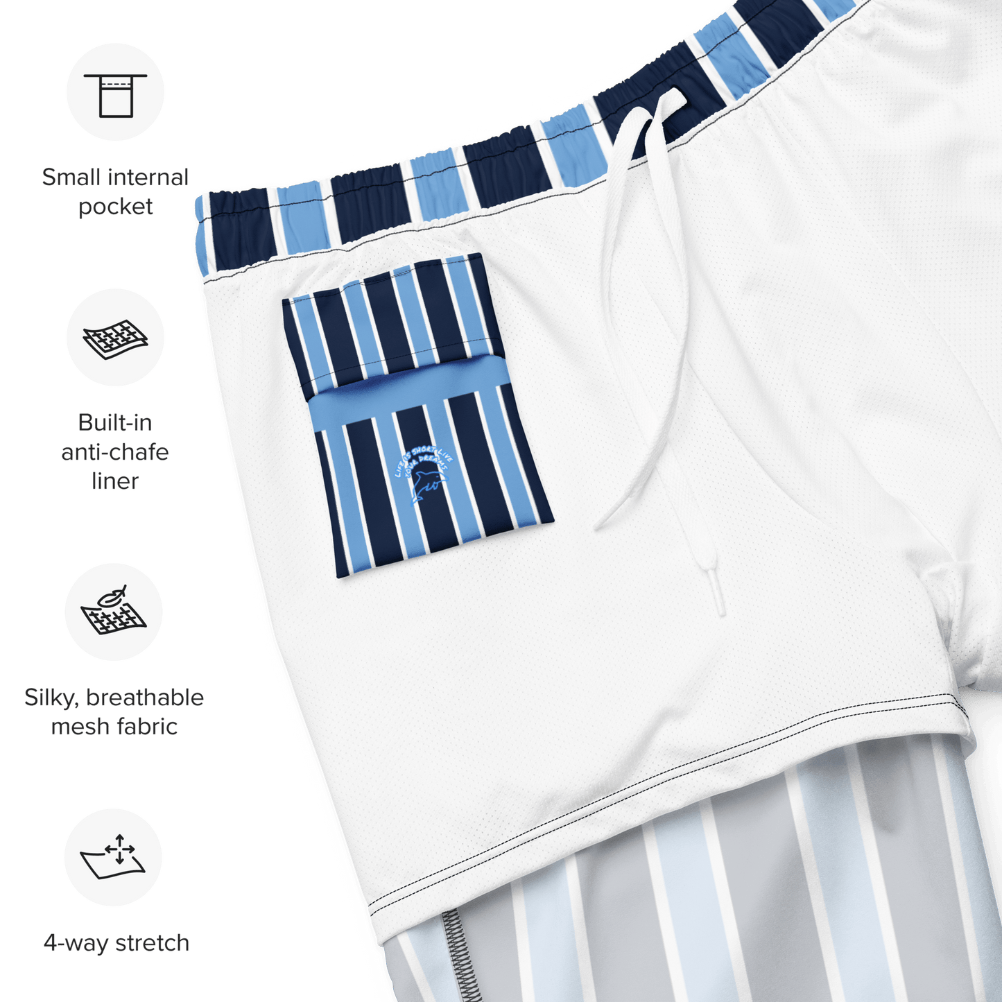 Navy & baby blue stripped Swim Trunks - The Bargains BasementNavy & baby blue stripped Swim Trunks