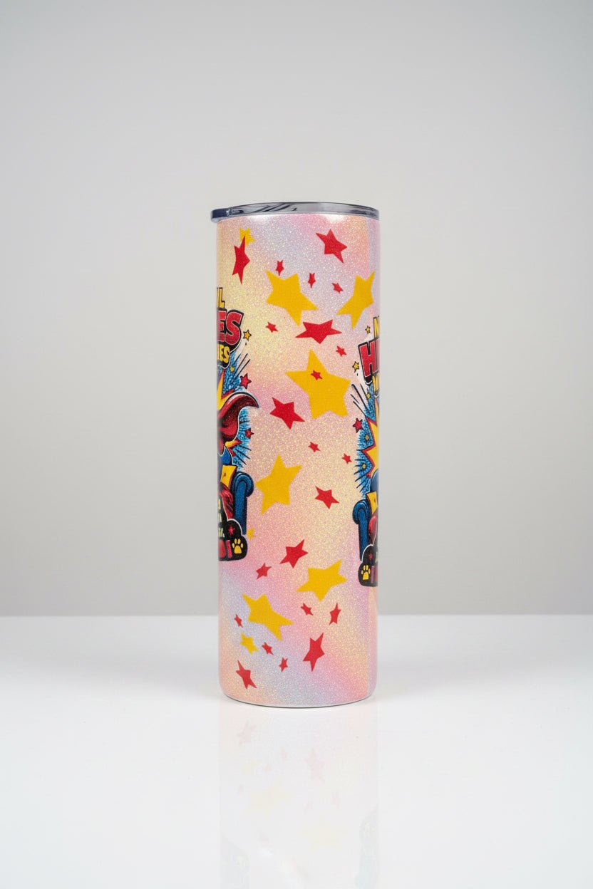 Not All Heroes Wear Capes – Black Pug Glitter Tumbler - The Bargains BasementNot All Heroes Wear Capes – Black Pug Glitter Tumbler