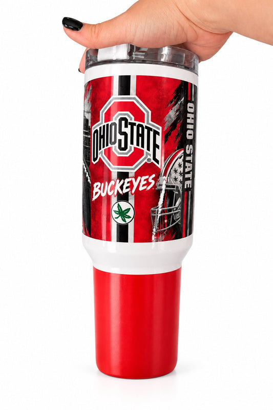 Ohio State Buckeyes 40oz Handmade Tumbler | Red & Black Game Day Cup - The Bargains BasementOhio State Buckeyes 40oz Handmade Tumbler | Red & Black Game Day Cup