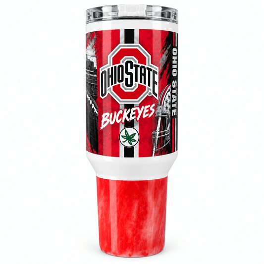 Ohio State Buckeyes 40oz Handmade Tumbler | Red & Black Game Day Cup - The Bargains BasementOhio State Buckeyes 40oz Handmade Tumbler | Red & Black Game Day Cup