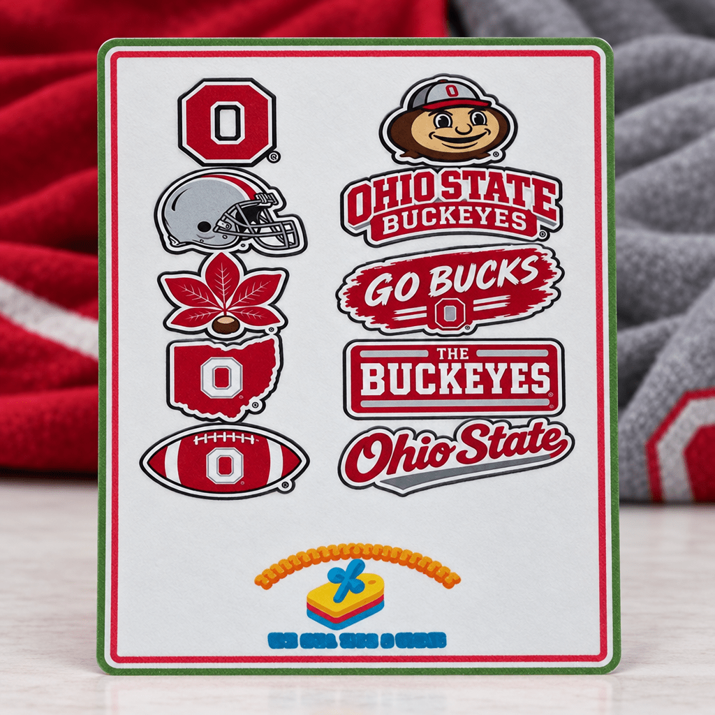 Ohio State Buckeyes Handmade Vinyl Sticker Sheet – 10 Designs - The Bargains BasementOhio State Buckeyes Handmade Vinyl Sticker Sheet – 10 Designs