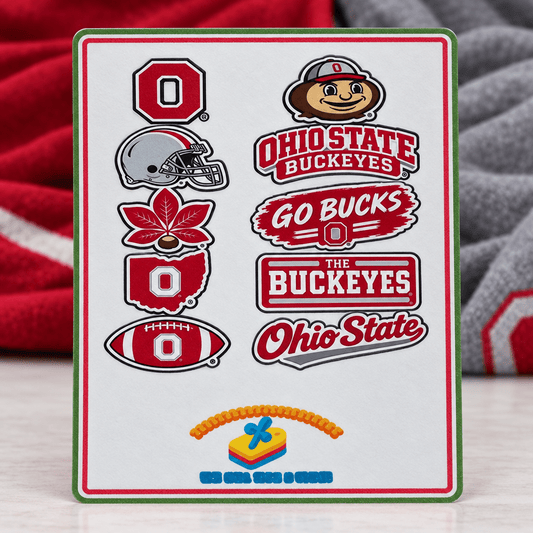 Ohio State Buckeyes Handmade Vinyl Sticker Sheet – 10 Designs - The Bargains BasementOhio State Buckeyes Handmade Vinyl Sticker Sheet – 10 Designs