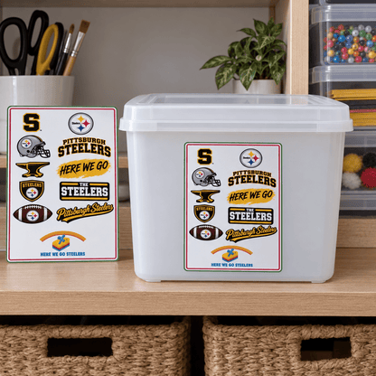 Pittsburgh Steelers Vinyl Sticker Sheet – 10 Designs - The Bargains BasementPittsburgh Steelers Vinyl Sticker Sheet – 10 Designs
