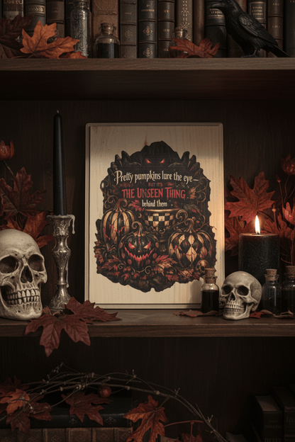 Pretty Pumpkins lure the eye - Halloween Wood Plaque - handmade - The Bargains BasementPretty Pumpkins lure the eye - Halloween Wood Plaque - handmade