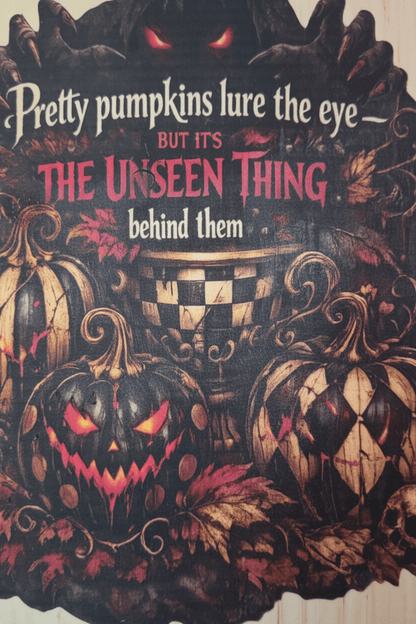 Pretty Pumpkins lure the eye - Halloween Wood Plaque - handmade - The Bargains BasementPretty Pumpkins lure the eye - Halloween Wood Plaque - handmade