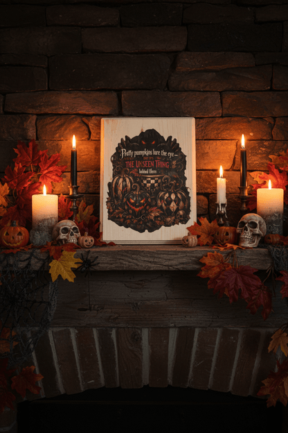 Pretty Pumpkins lure the eye - Halloween Wood Plaque - handmade - The Bargains BasementPretty Pumpkins lure the eye - Halloween Wood Plaque - handmade