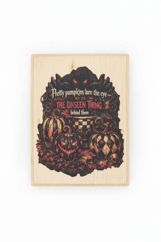 Pretty Pumpkins lure the eye - Halloween Wood Plaque - handmade - The Bargains BasementPretty Pumpkins lure the eye - Halloween Wood Plaque - handmade