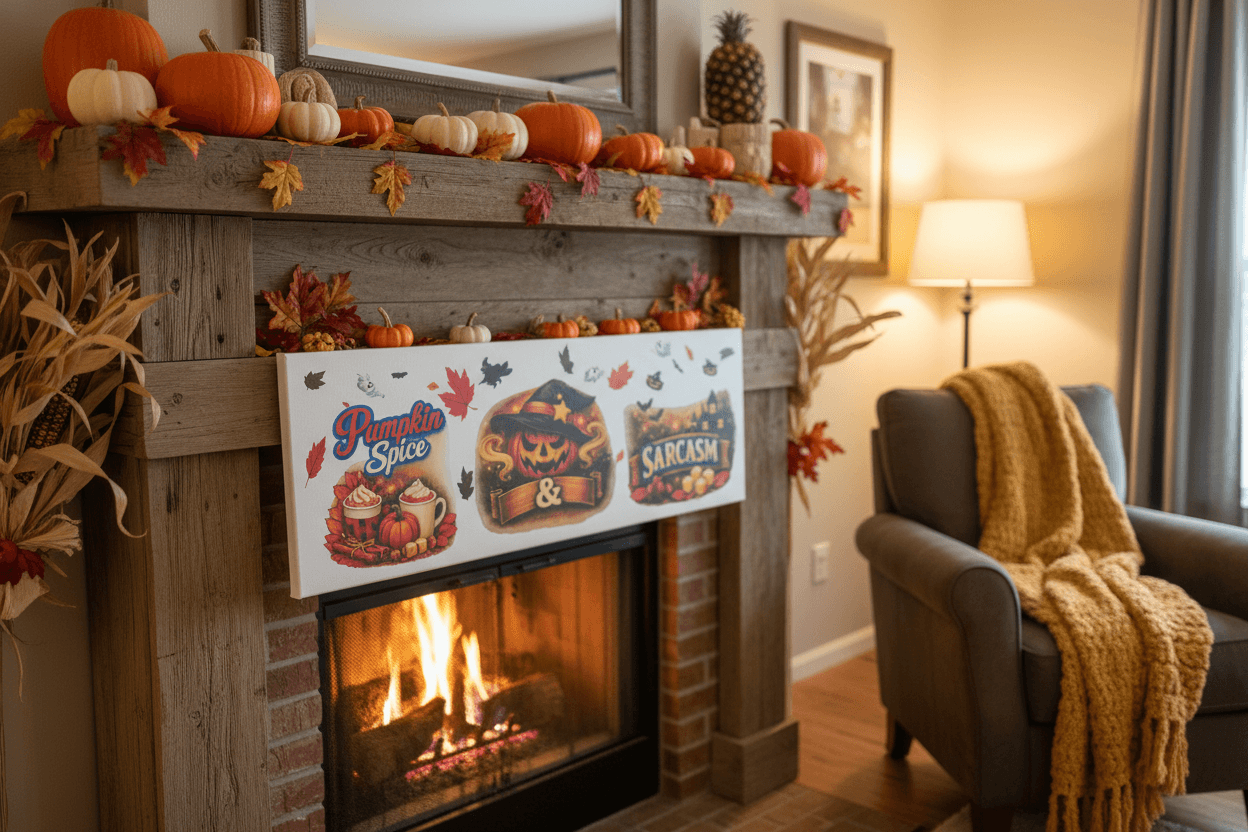 Pumpkin Spice & Sarcasm – Handmade 10x30x1 Halloween Canvas Sign - The Bargains BasementPumpkin Spice & Sarcasm – Handmade 10x30x1 Halloween Canvas Sign