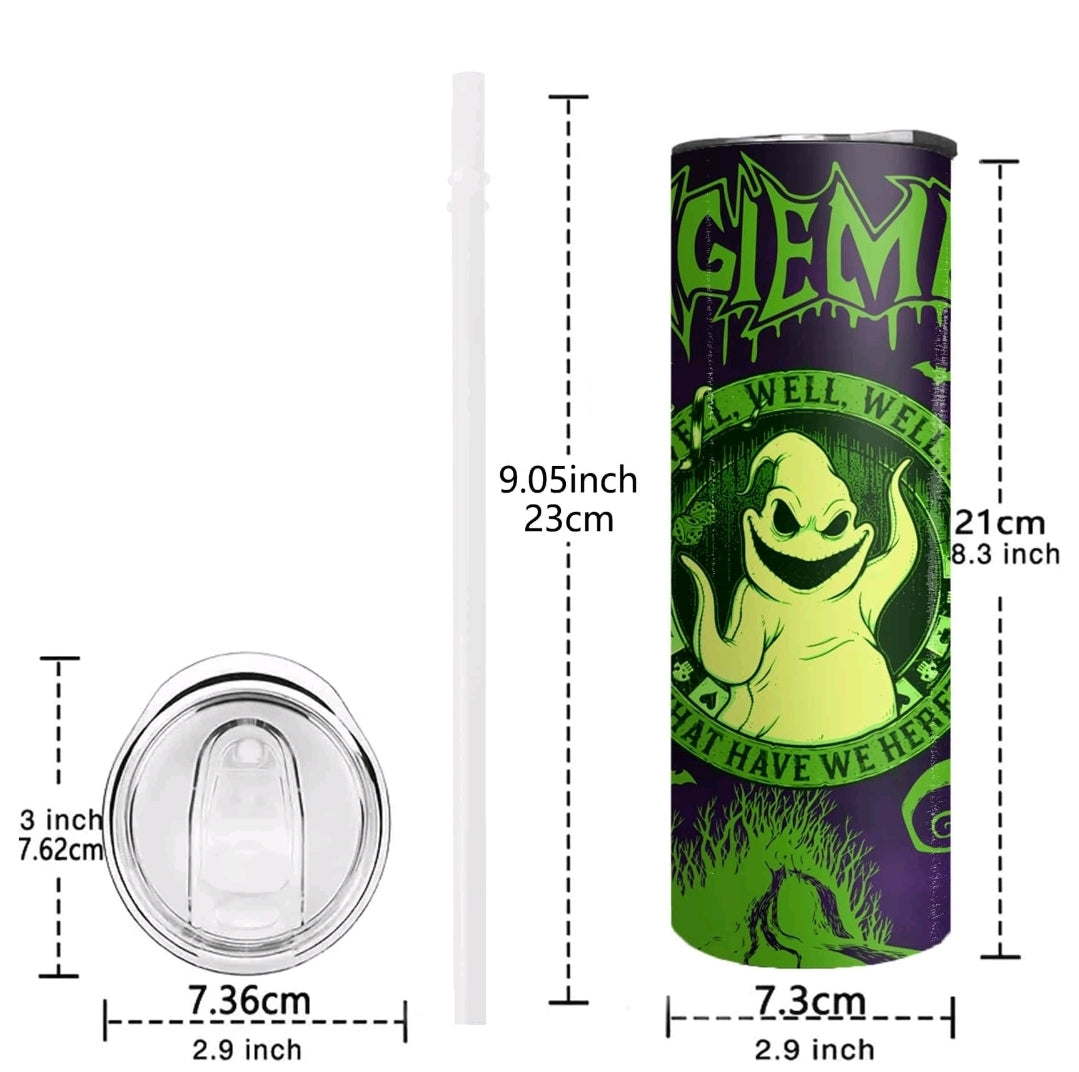 20oz Oogie Boogie Tumbler with straw and lid, Nightmare Before Christmas