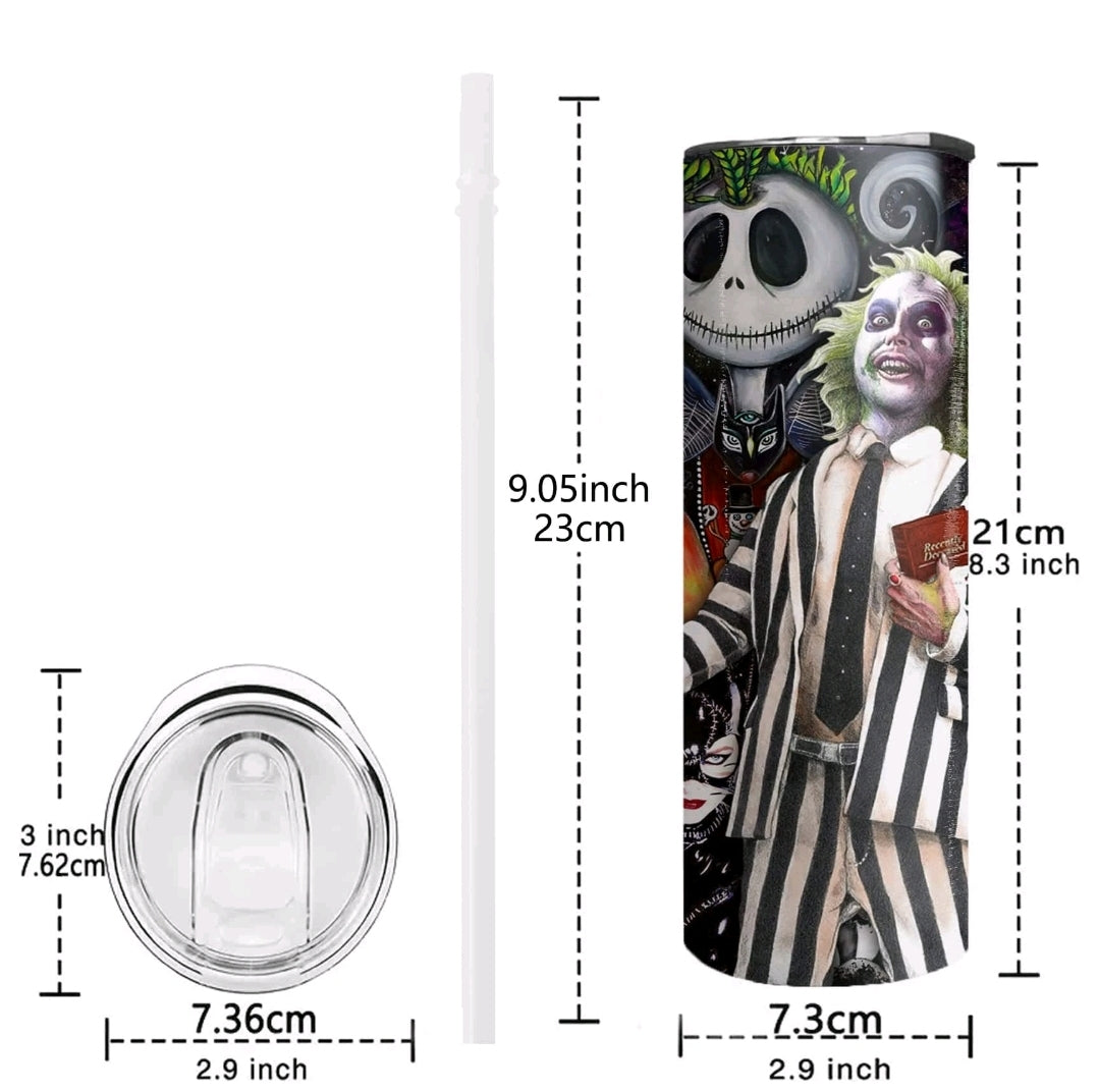 Disney Beatle Juice, Jack, & Sally Stainless Steel Thermal Tumbler 20oz..