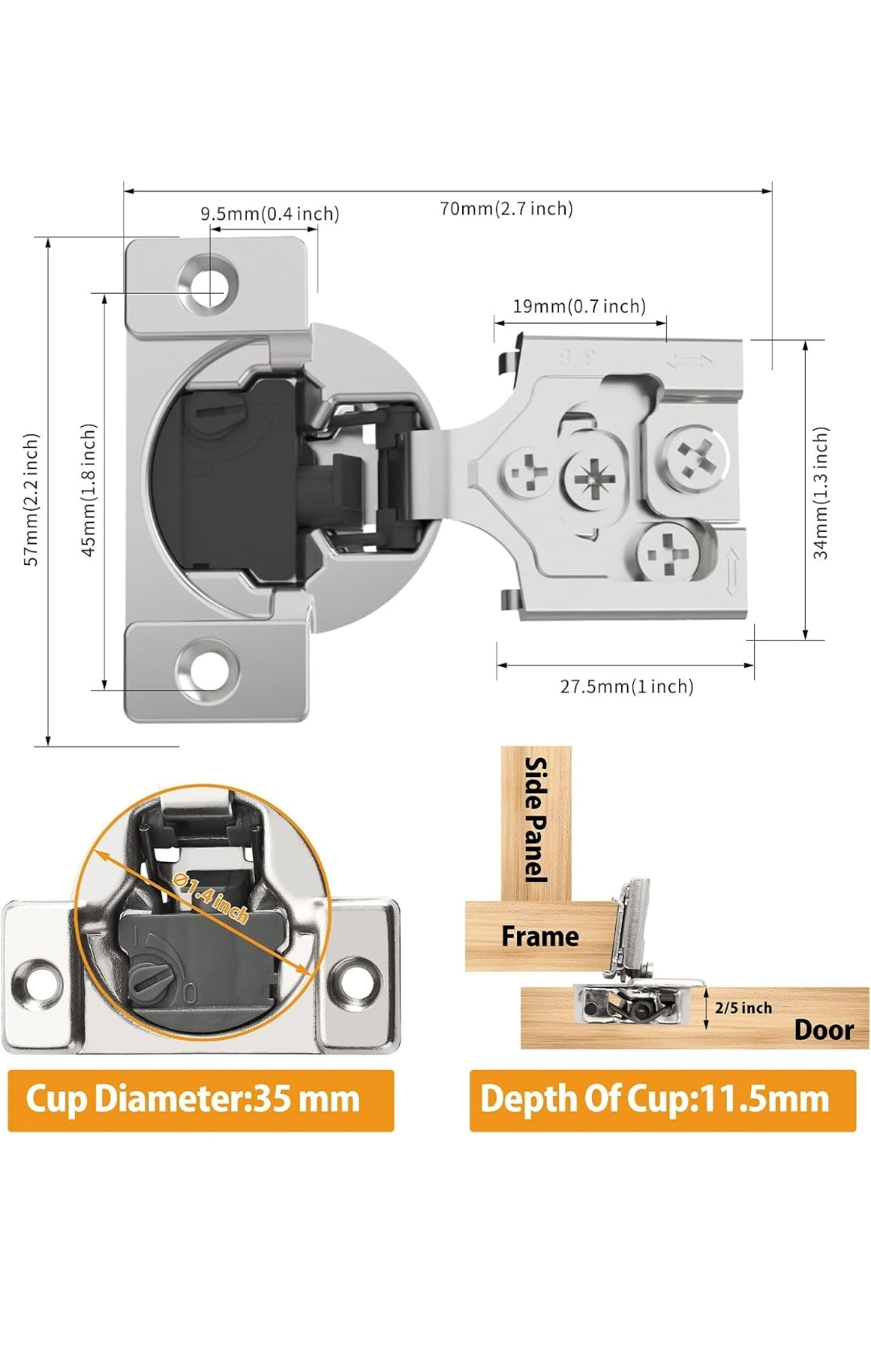 30 Pack 3/8" Overlay 4D Soft Close Concealed Hinges for Face Frame Door,...