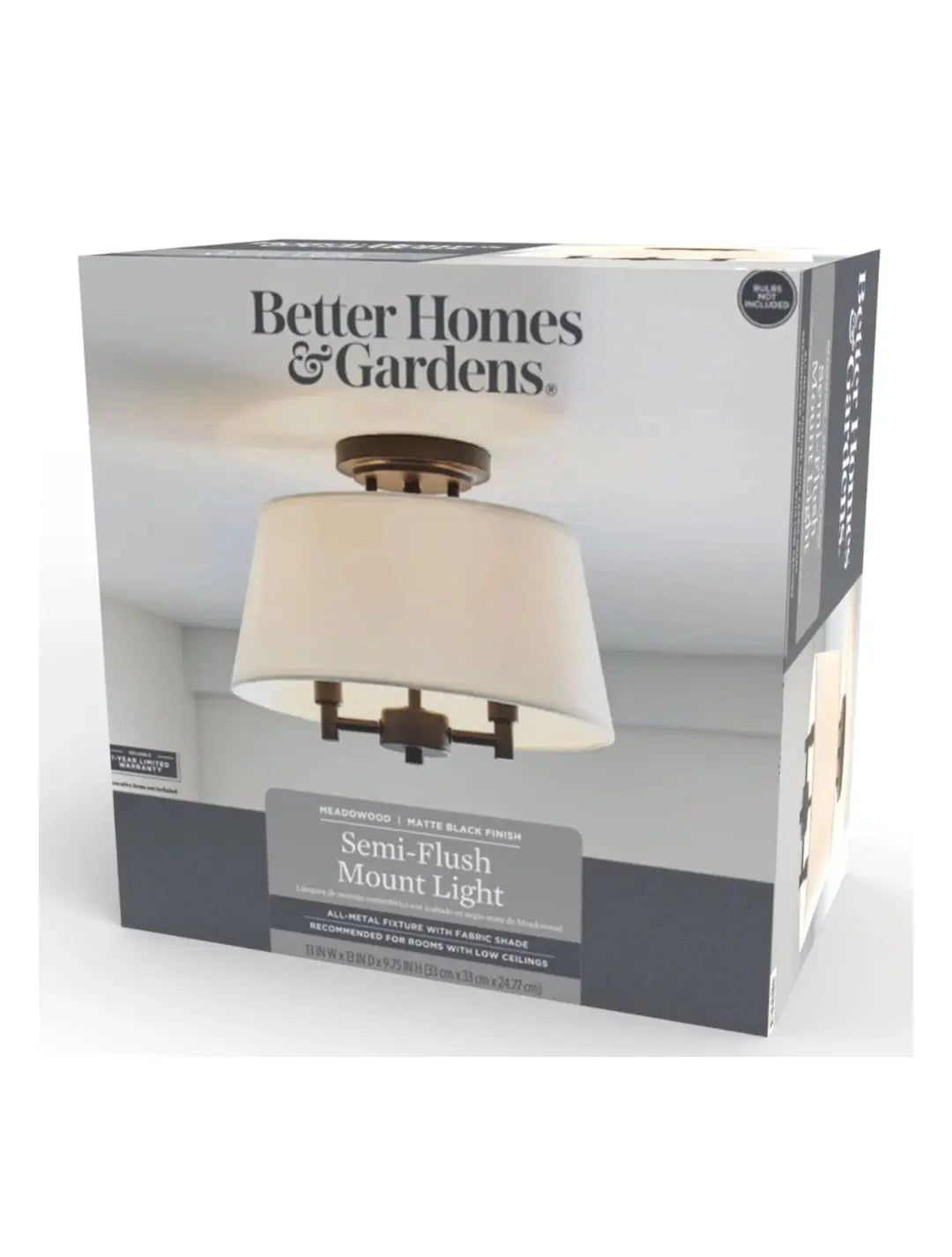 matte black flush mount light - Elegant Home Illumination in packaging by Better Homes & Gardens.