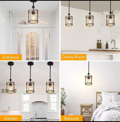 Farmhouse Glass Pendant Light Fixture