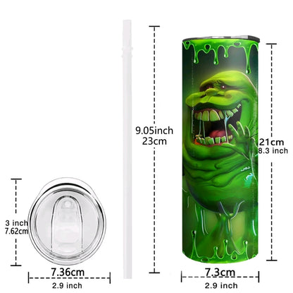 Halloween Green Slime Ghost Skinny Tumbler Stainless Steel Insulated...