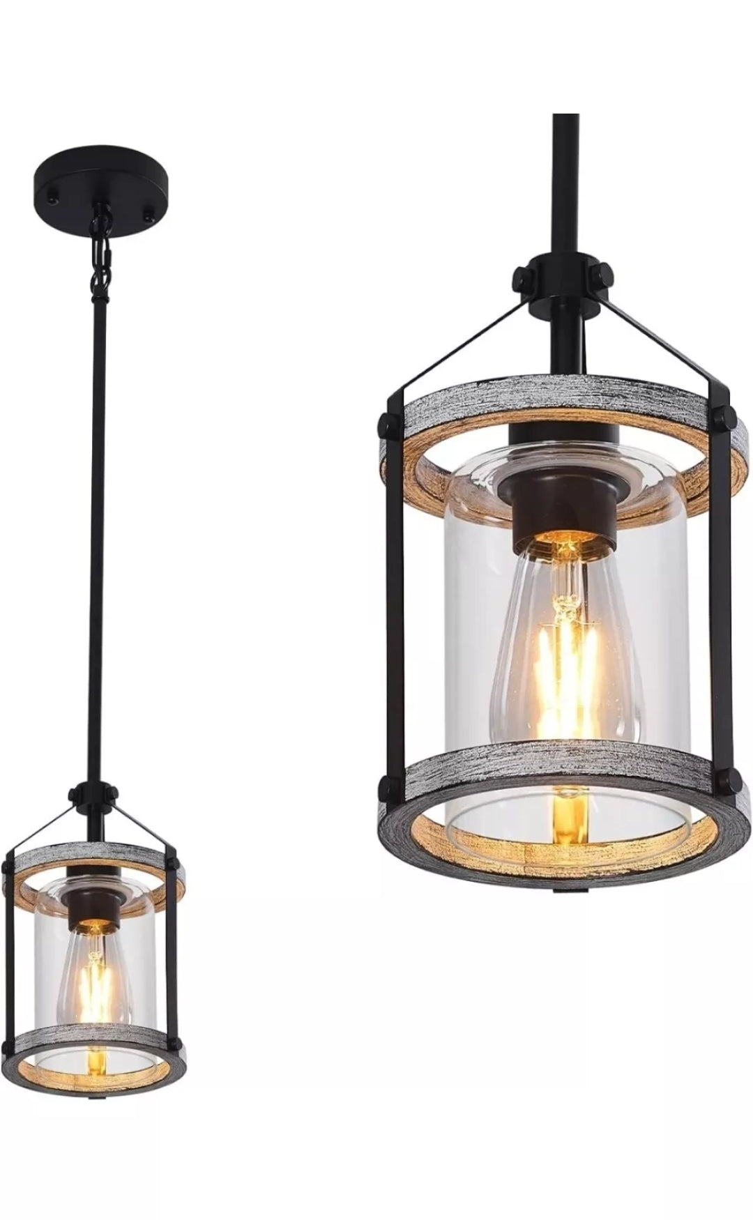 Farmhouse Glass Pendant Light Fixture