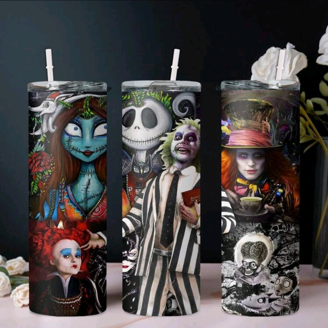 Disney Beatle Juice, Jack, & Sally Stainless Steel Thermal Tumbler 20oz..