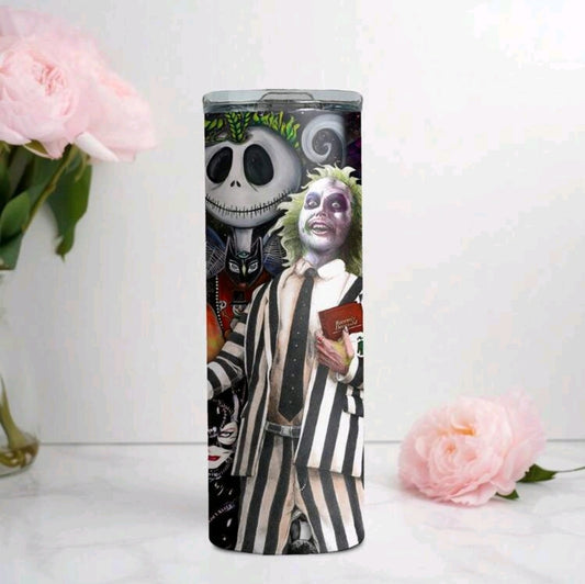 Disney Beatle Juice, Jack, & Sally Stainless Steel Thermal Tumbler 20oz..