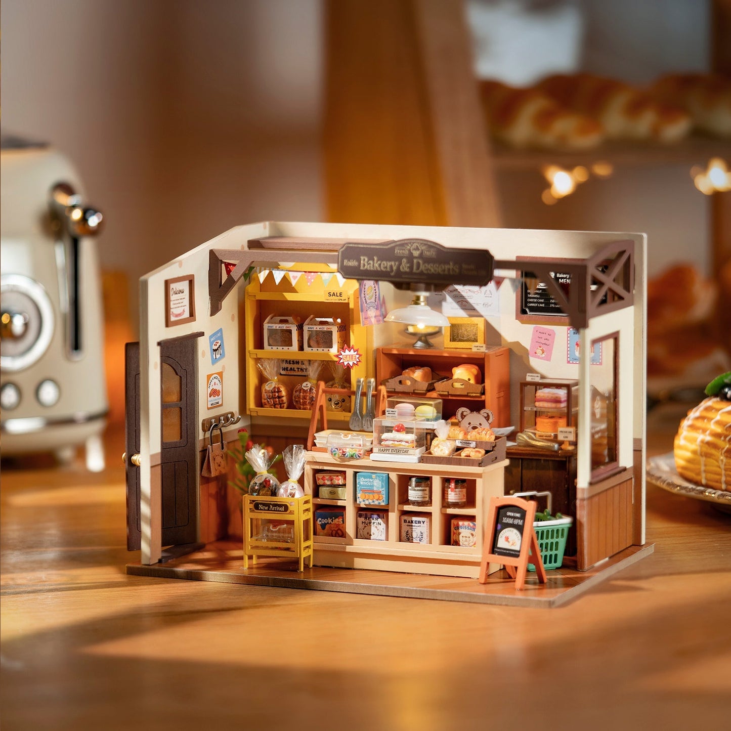 Rolife Becka's Baking House DIY Miniature Dollhouse – 3D Wooden Craft Kit - The Bargains BasementRolife Becka's Baking House DIY Miniature Dollhouse – 3D Wooden Craft Kit