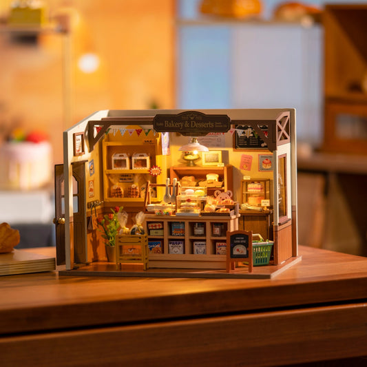 Rolife Becka's Baking House DIY Miniature Dollhouse – 3D Wooden Craft Kit - The Bargains BasementRolife Becka's Baking House DIY Miniature Dollhouse – 3D Wooden Craft Kit