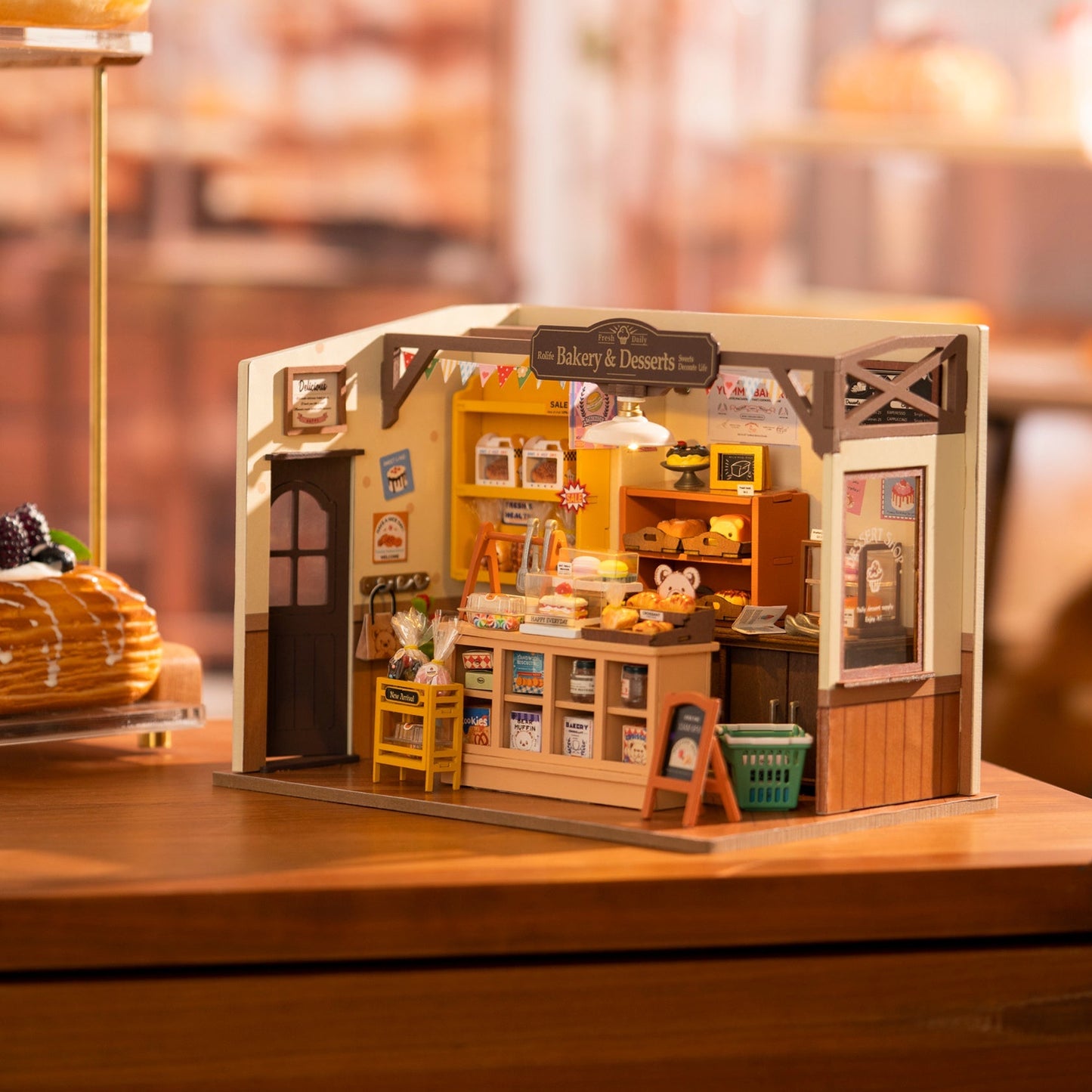 Rolife Becka's Baking House DIY Miniature Dollhouse – 3D Wooden Craft Kit - The Bargains BasementRolife Becka's Baking House DIY Miniature Dollhouse – 3D Wooden Craft Kit