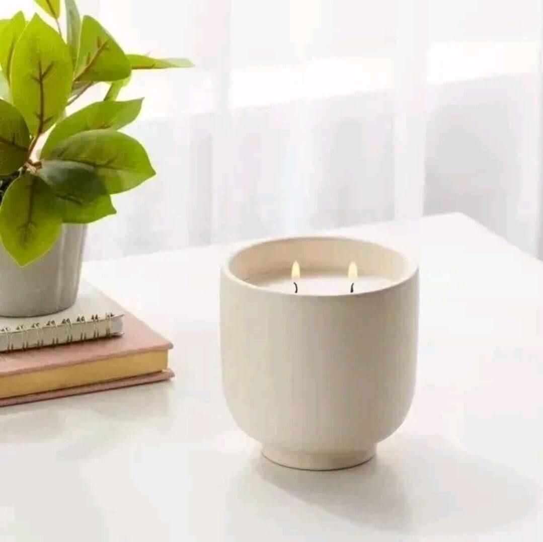 Room Essentials Ceramic Jar 2 Wick Candle Peony & Freesia 13.5oz Scented Candle - The Bargains BasementRoom Essentials Ceramic Jar 2 Wick Candle Peony & Freesia 13.5oz Scented Candle