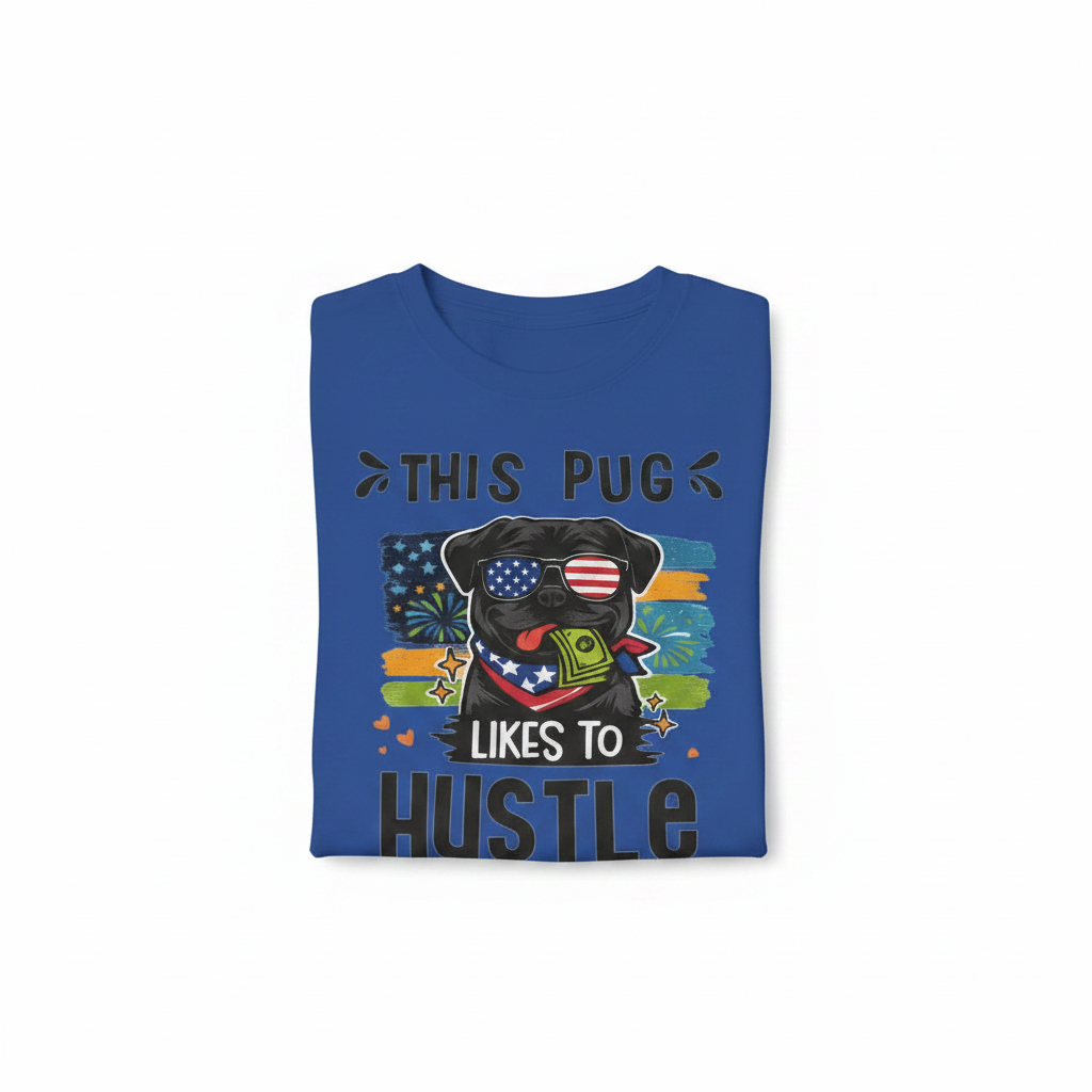Royal Blue Pug Hustle T-Shirt
