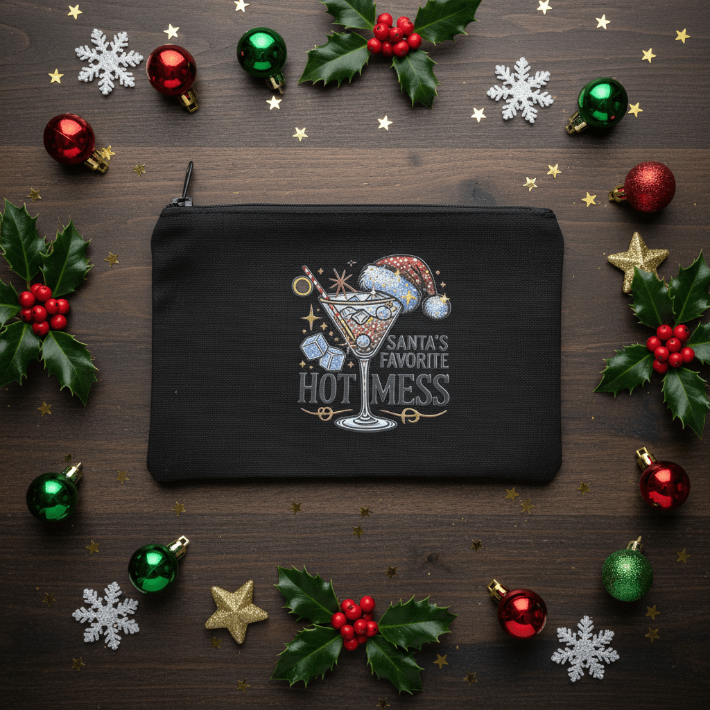 Santa's Favorite Hot Mess Canvas Zipper Pouch - The Bargains BasementSanta's Favorite Hot Mess Canvas Zipper Pouch