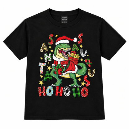 Santasaurus Rex Youth Christmas T-Shirt | Size Large - The Bargains BasementSantasaurus Rex Youth Christmas T-Shirt | Size Large