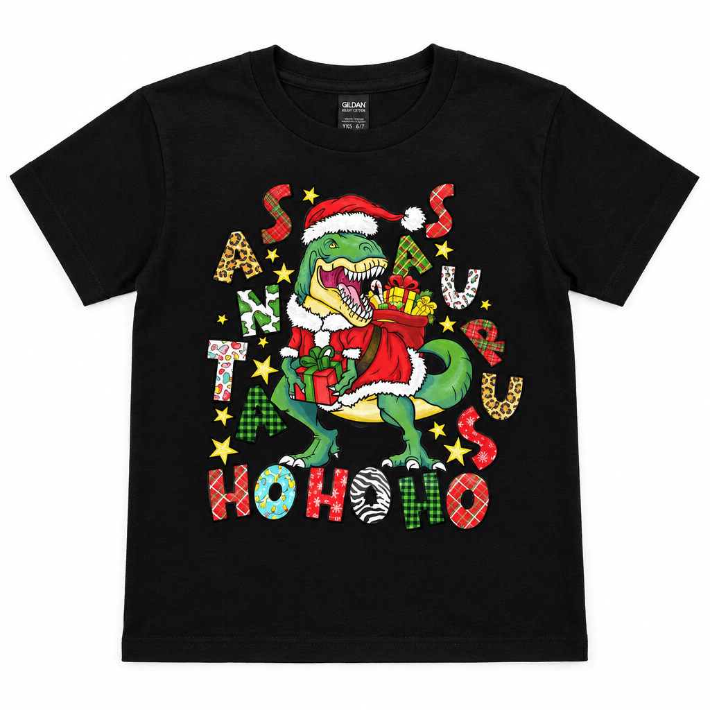 Santasaurus Rex Youth Christmas T-Shirt | Size Large - The Bargains BasementSantasaurus Rex Youth Christmas T-Shirt | Size Large