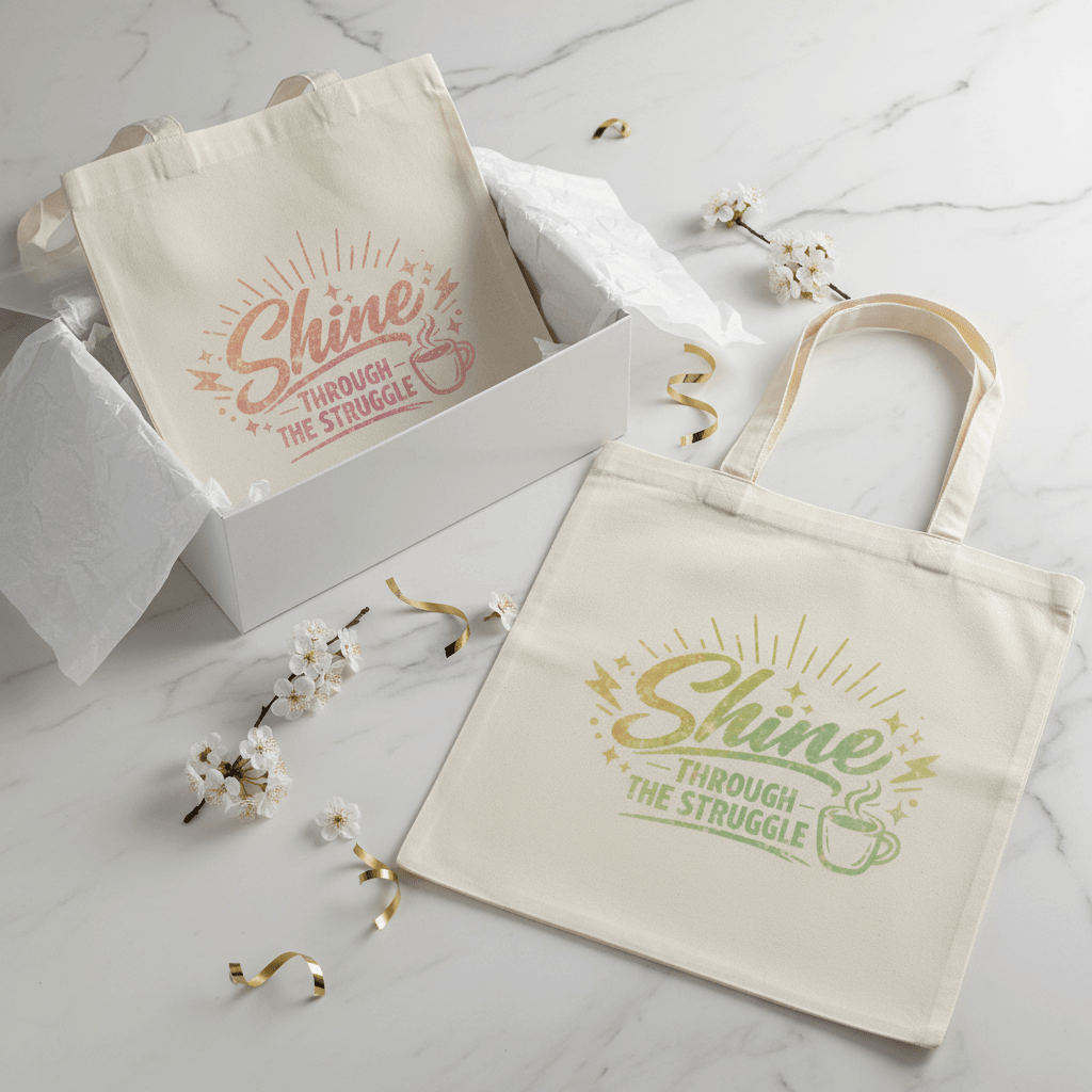Shine Through the Struggle – Handmade Canvas Tote Bag - The Bargains BasementShine Through the Struggle – Handmade Canvas Tote Bag