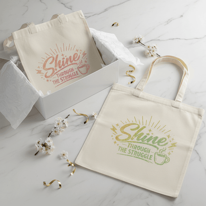 Shine Through the Struggle – Handmade Canvas Tote Bag - The Bargains BasementShine Through the Struggle – Handmade Canvas Tote Bag